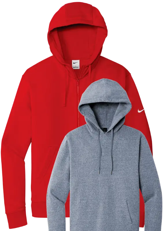 furniture-02-1 home banner image web Two hoodies stacked: a bright red zip-up hoodie and a gray pullover hoodie, both with hoods, showcasing casual athletic wear.